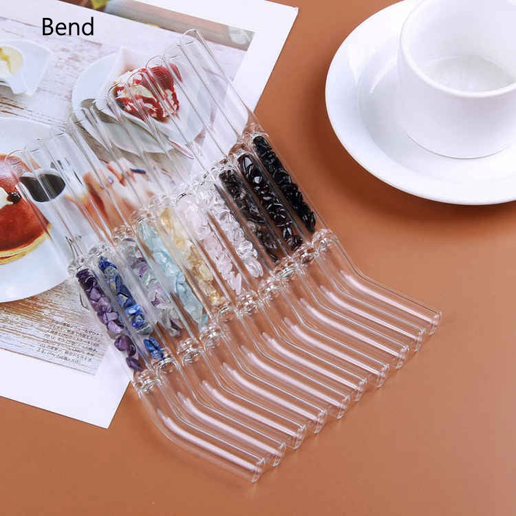 Natural Gemstone Drinking Straw Glass Straw Amethyst Rose Quartz Crystal Straw Healing Crystals Jewelry Eco Friendly Reusable Straws AL453