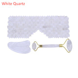 1 set of Natural Gemstone Eye Mask Blindfold Jade Roller Gua Sha Tools Rose Quartz Amethyst Healing Crystal Stone Facial Massager Face Care Beauty AL448