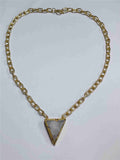 Gold Traingle Druzy Crystal Pendant Chain Necklace AL371