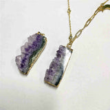 Natural Amethyst Druzy Moon Necklace AL378