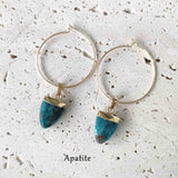Shield Gemstone Hoop Earrings, Amethyst Labradorite Turquoise Gold Earrings, Boho Jewelry AL190