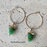 Shield Gemstone Hoop Earrings, Amethyst Labradorite Turquoise Gold Earrings, Boho Jewelry AL190