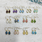 Marquise Multi Natural Gemstones Faceted Gold Earrings, Crystal Birthstone Jewelry Earrings AL573