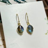 Marquise Multi Natural Gemstones Faceted Gold Earrings, Crystal Birthstone Jewelry Earrings AL573