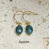 Marquise Multi Natural Gemstones Faceted Gold Earrings, Crystal Birthstone Jewelry Earrings AL573