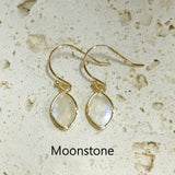Marquise Multi Natural Gemstones Faceted Gold Earrings, Crystal Birthstone Jewelry Earrings AL573