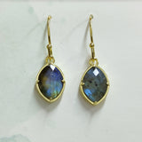 Marquise Multi Natural Gemstones Faceted Gold Earrings, Crystal Birthstone Jewelry Earrings AL573