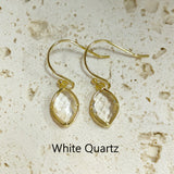 Marquise Multi Natural Gemstones Faceted Gold Earrings, Crystal Birthstone Jewelry Earrings AL573