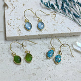 Marquise Multi Natural Gemstones Faceted Gold Earrings, Crystal Birthstone Jewelry Earrings AL573