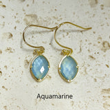Marquise Multi Natural Gemstones Faceted Gold Earrings, Crystal Birthstone Jewelry Earrings AL573