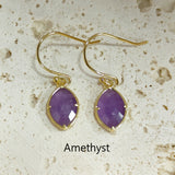 Marquise Multi Natural Gemstones Faceted Gold Earrings, Crystal Birthstone Jewelry Earrings AL573