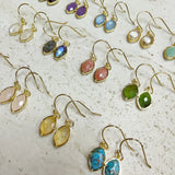 Marquise Multi Natural Gemstones Faceted Gold Earrings, Crystal Birthstone Jewelry Earrings AL573