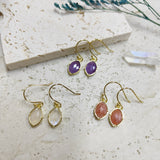 Marquise Multi Natural Gemstones Faceted Gold Earrings, Crystal Birthstone Jewelry Earrings AL573