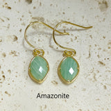 Marquise Multi Natural Gemstones Faceted Gold Earrings, Crystal Birthstone Jewelry Earrings AL573