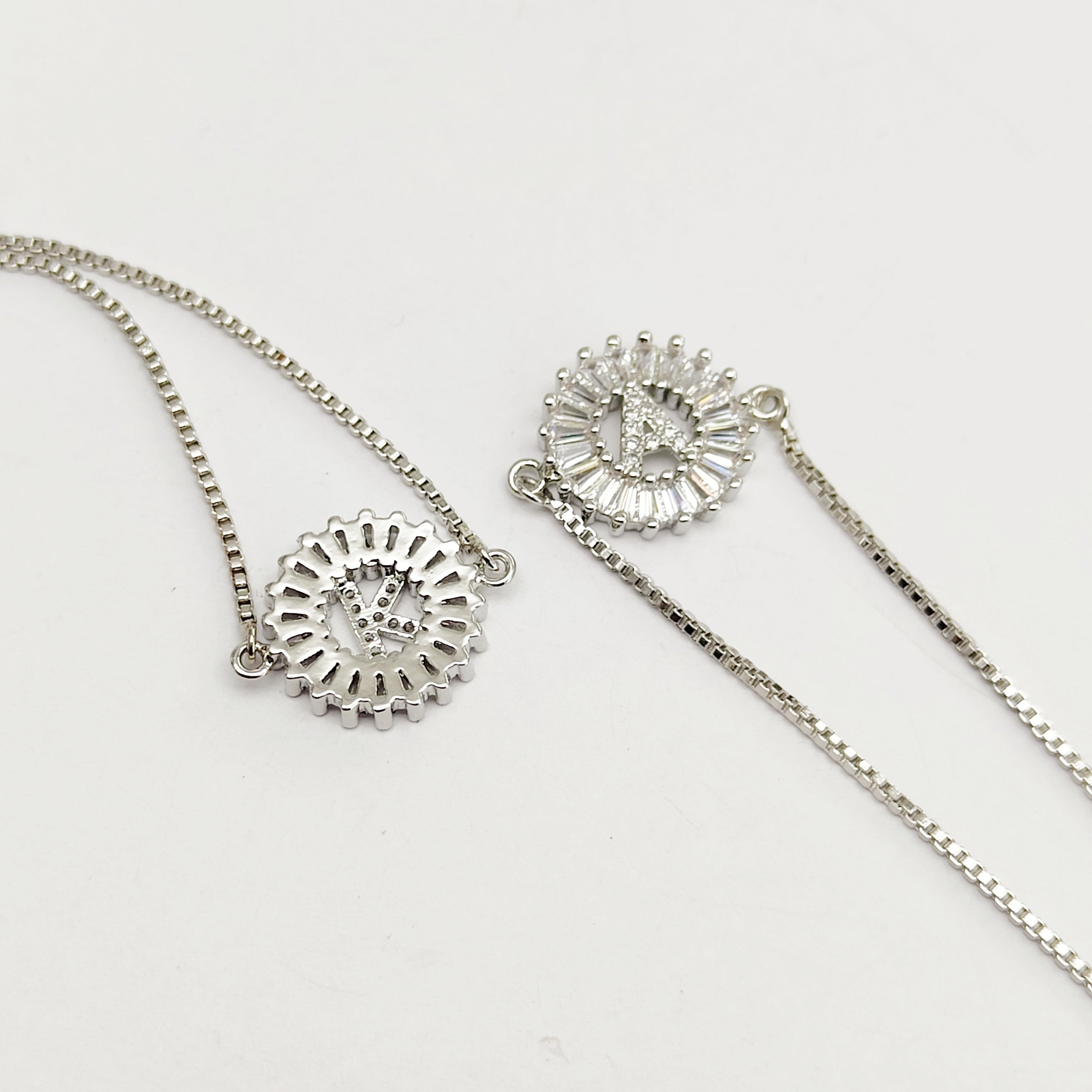 silver cz letter bracelet