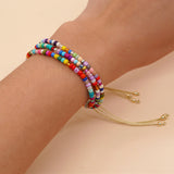 Bohemian 3-Layers Miyuki Beads Bracelet, Adjustable, Handmade Friendship Boho Summer Jewelry AL693