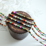 Bohemian Rainbow Natural Stones Beaded Titanium Steel Bracelet/Necklace, Boho Summer Jewelry AL695