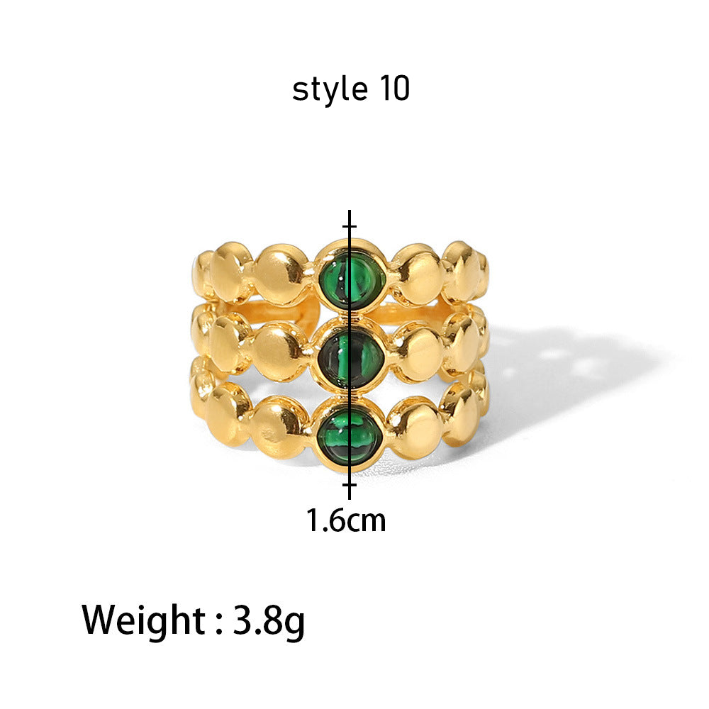 gold malachite ring boho jewelry