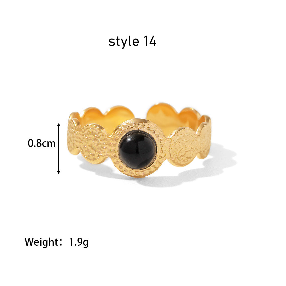 gold black onyx agate ring boho jewelry