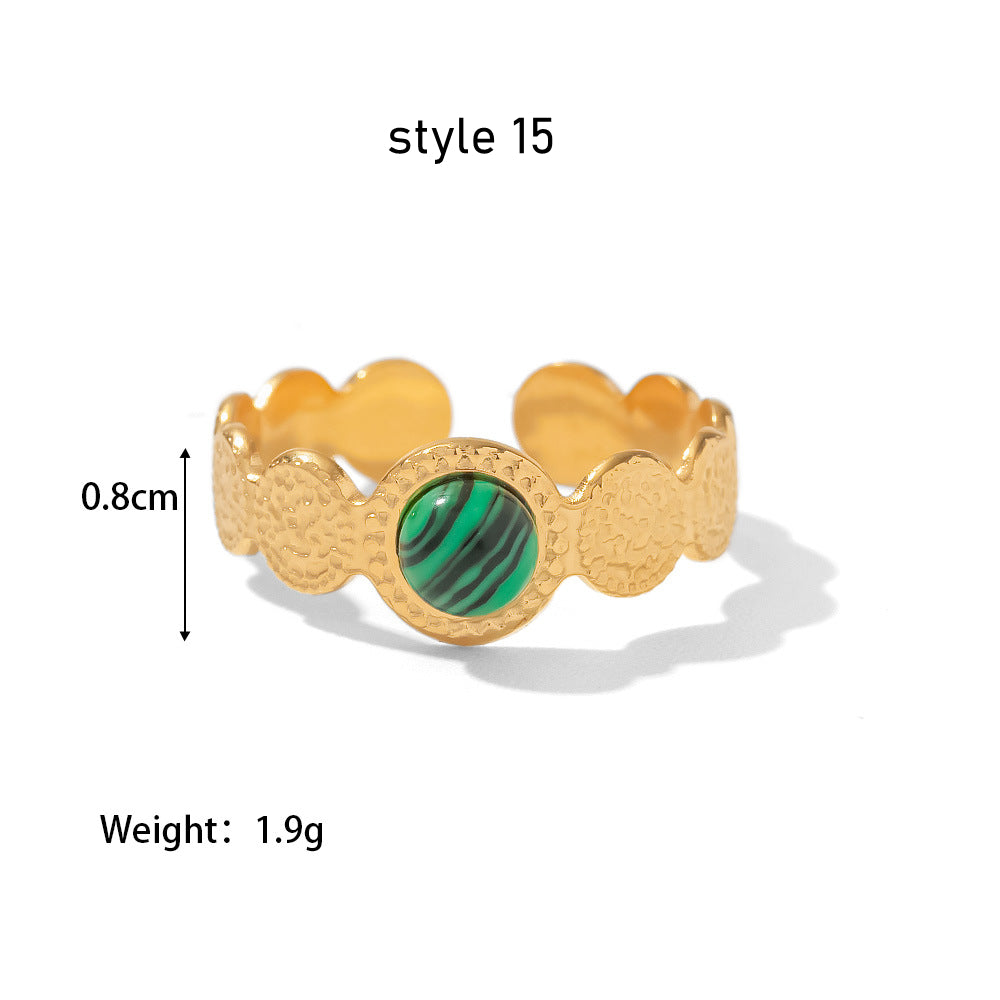 gold malachite  ring boho jewelry