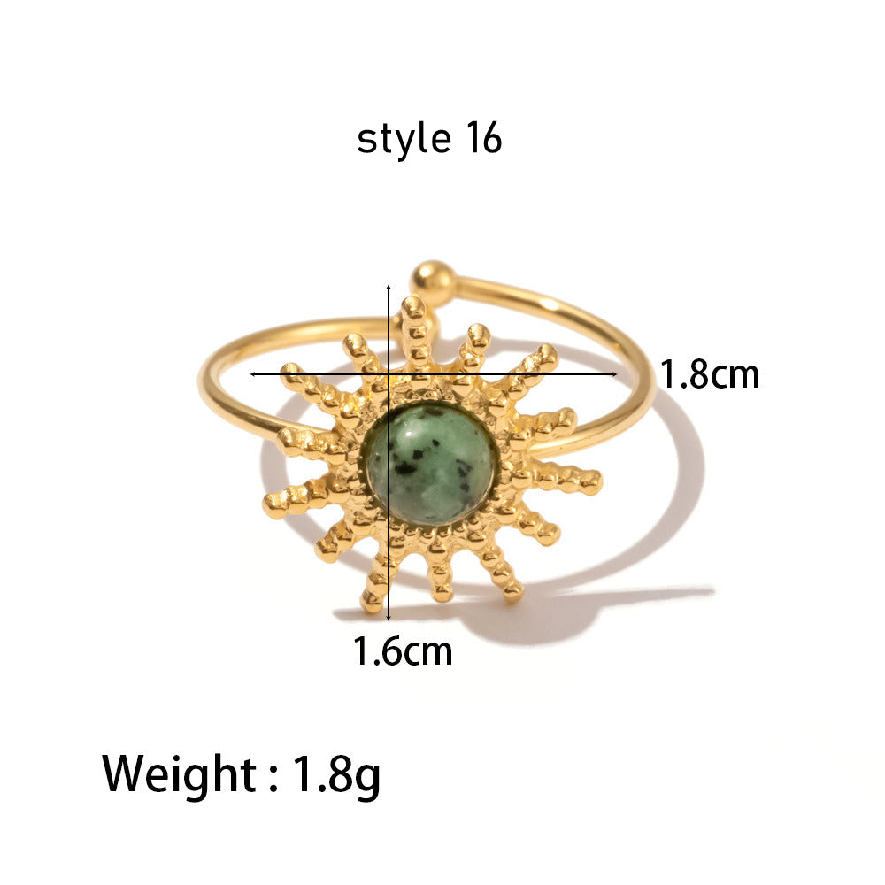 gold stone  ring boho jewelry