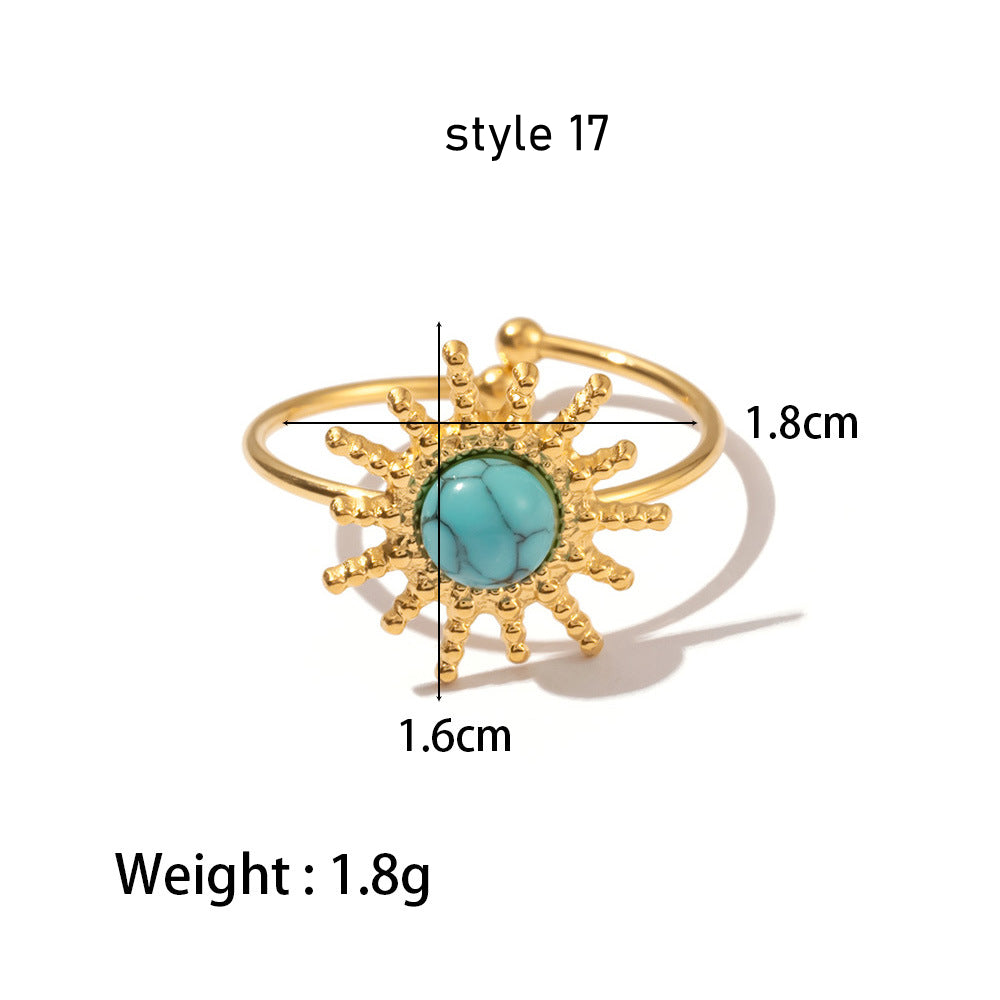 gold turquoise ring boho jewelry