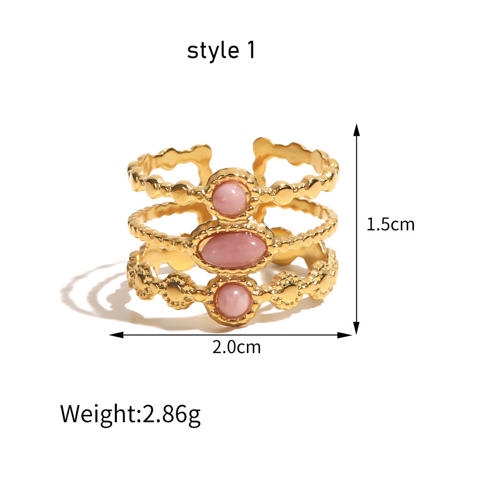 gold pink opal ring boho jewelry