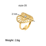 Gold Titanium Steel Multi-Kind Gemstone Crystal Ring, Open Ring. Boho Jewelry AL661