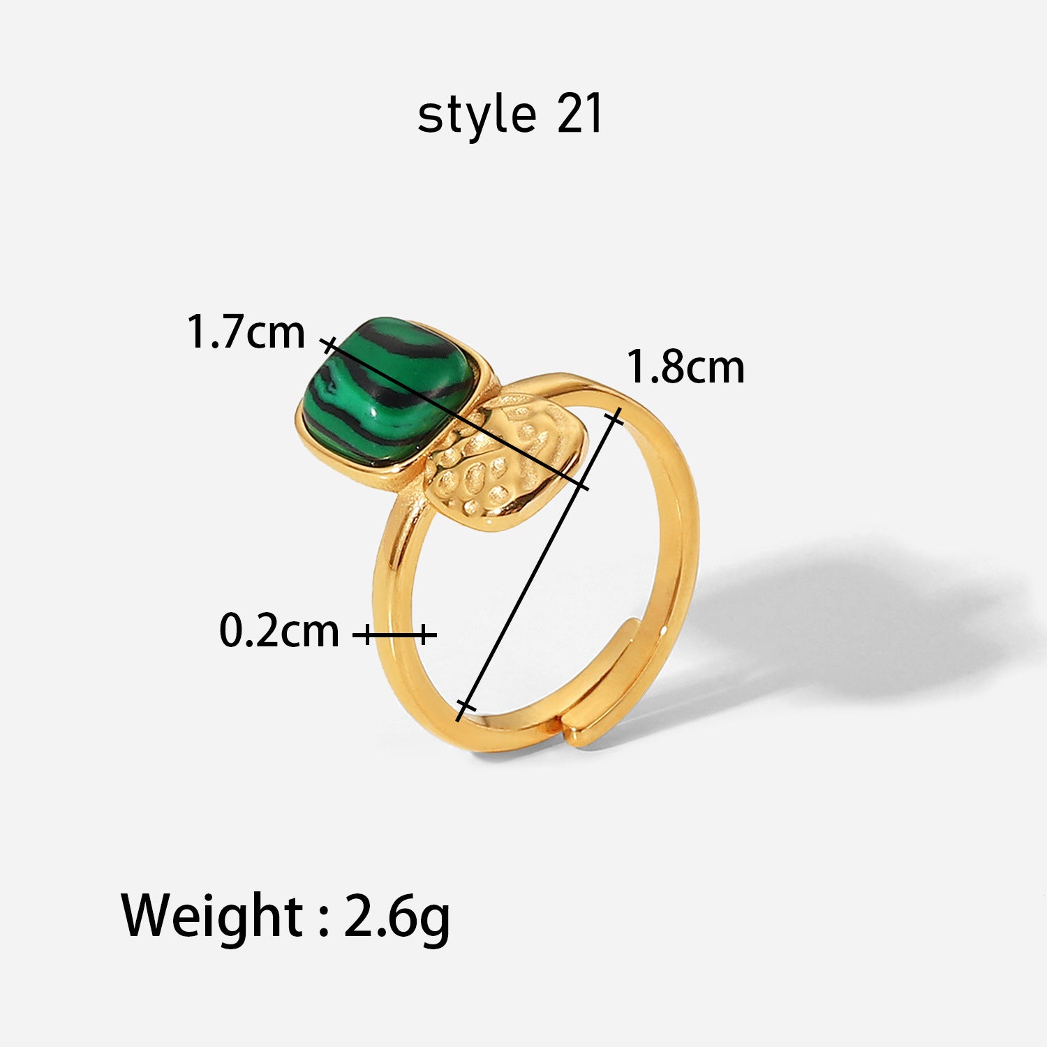 gold malachite  ring boho jewelry