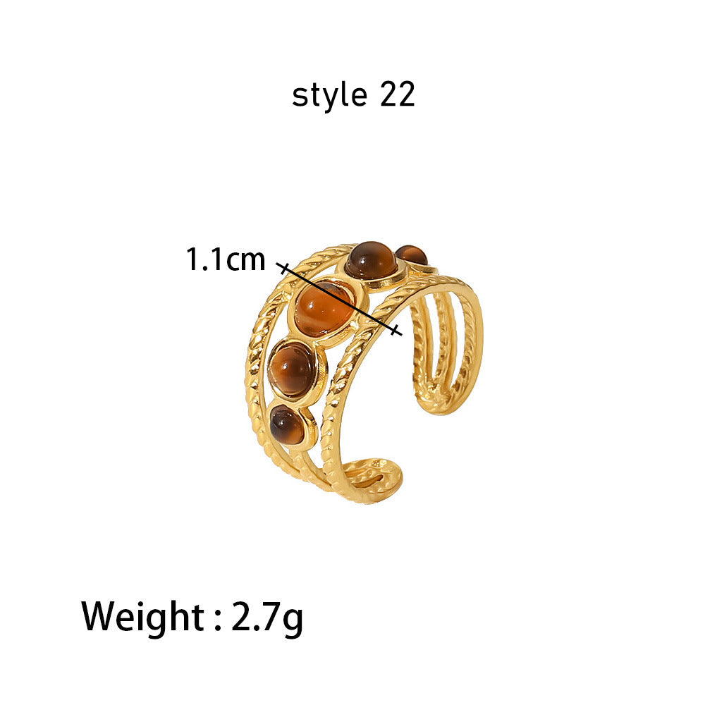 gold tiger's eye ring boho jewelry
