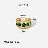 Gold Titanium Steel Multi-Kind Gemstone Crystal Ring, Open Ring. Boho Jewelry AL661