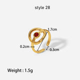 Gold Titanium Steel Multi-Kind Gemstone Crystal Ring, Open Ring. Boho Jewelry AL661