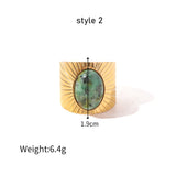 Gold Titanium Steel Multi-Kind Gemstone Crystal Ring, Open Ring. Boho Jewelry AL661