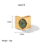 Gold Titanium Steel Multi-Kind Gemstone Crystal Ring, Open Ring. Boho Jewelry AL661