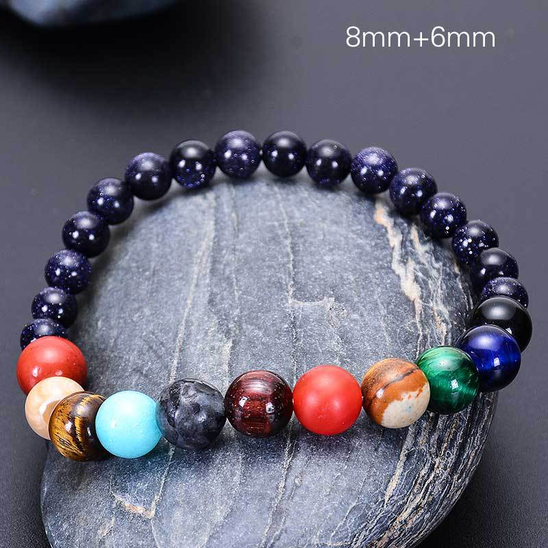 Natural Blue Sandstone Eight Planetary Bracelet, Gemstone Galaxy Galaxy Solar System Planet Bracelet Jewelry AL048