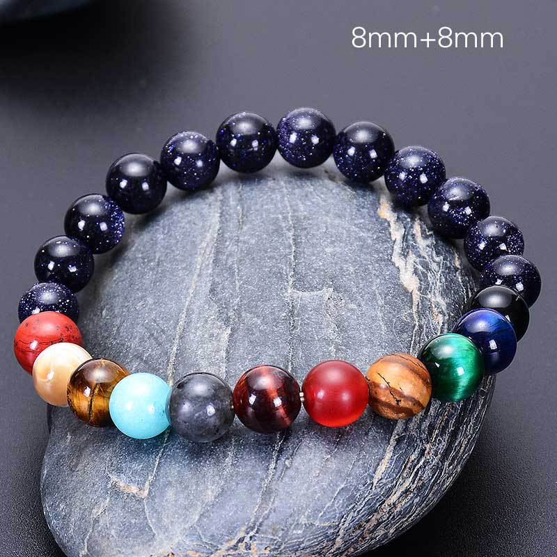 Natural Blue Sandstone Eight Planetary Bracelet, Gemstone Galaxy Galaxy Solar System Planet Bracelet Jewelry AL048