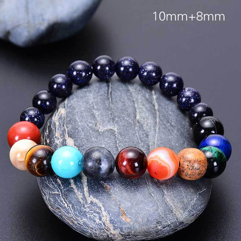 Natural Blue Sandstone Eight Planetary Bracelet, Gemstone Galaxy Galaxy Solar System Planet Bracelet Jewelry AL048