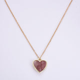 16" Gold Plated Gemstone Heart Pendant Necklace, Faceted Crystal Stone, Minimalist Jewelr WX2179-N