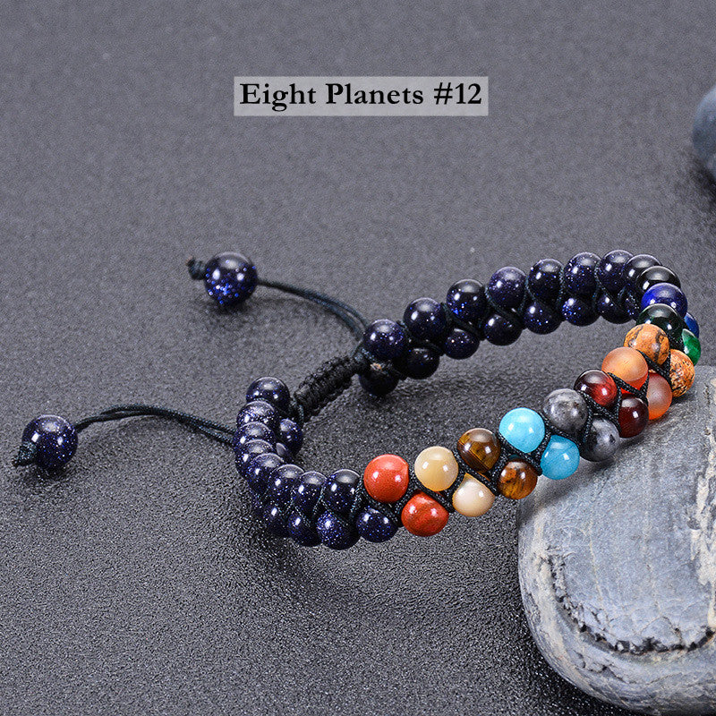 Natural Blue Sandstone Eight Planetary Bracelet, Gemstone Galaxy Galaxy Solar System Planet Bracelet Jewelry AL048