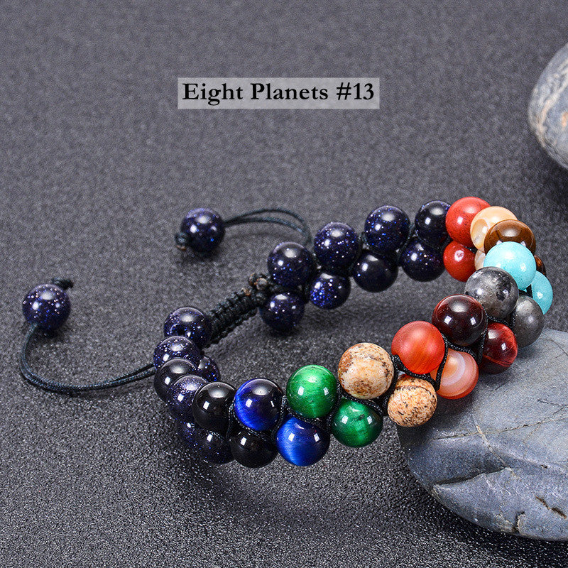 Natural Blue Sandstone Eight Planetary Bracelet, Gemstone Galaxy Galaxy Solar System Planet Bracelet Jewelry AL048