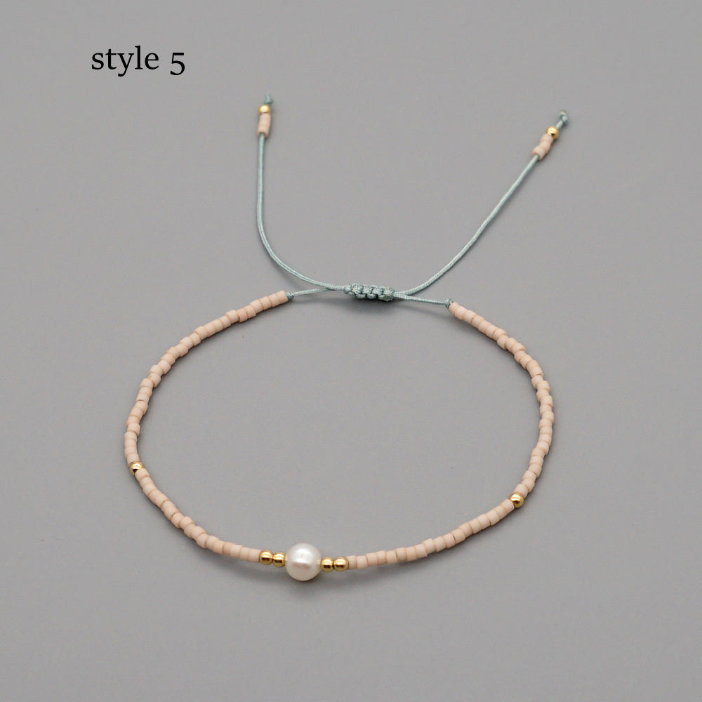 Bohemian Natural Fresh Water Pearl Miyuki Beads Bracelet, Adjustable, Handmade Boho Jewelry AL650