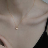 925 Sterling Silver Plated Gold Round Pendant Necklace, Simple Fashion Circle Necklace AL480