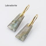 Gold Natural Gemstone Earrings, Faceted Crystal Earrings, Fashion Jewelry WX2219