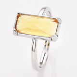 Silver Bezel Rectangle Multi Gemstone Faceted Statement Ring, Adjustable Crystals Rings ZS0532