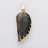 Gold Wing Gemstone Pendant Bead, Amethyts Fluorite Labradorite Jewelry Pendant WX2238