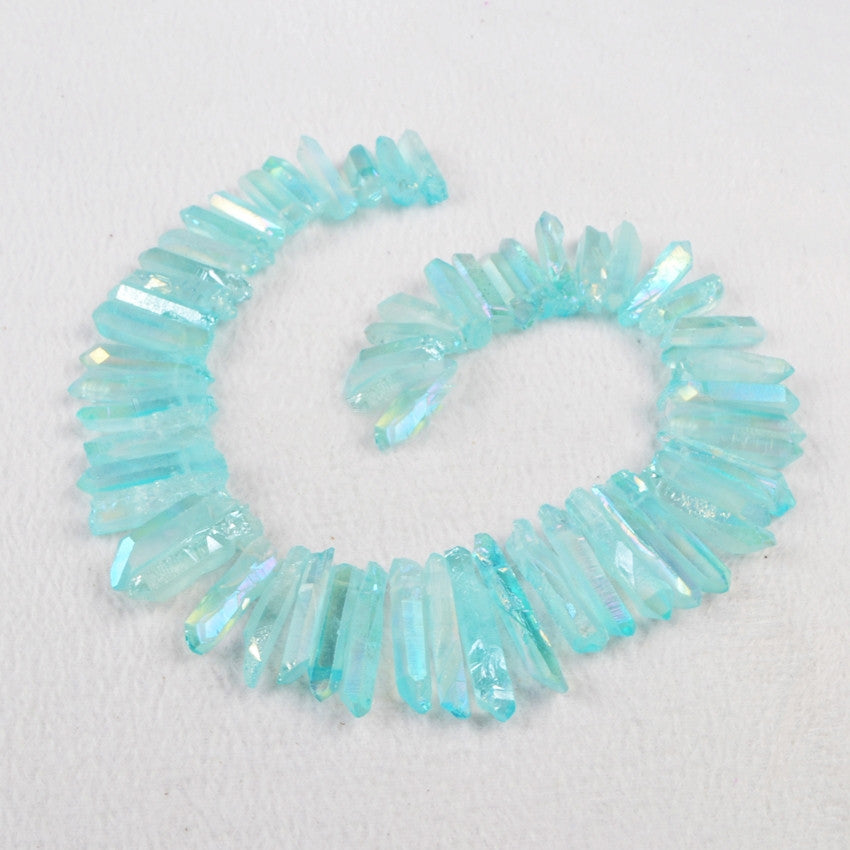 Light Rainbow Aura Quartz Titanium Druzy Crystal Point Loose Beads Strand, For DIY Jewelry Making G0832