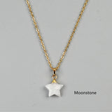 18“ Gold Plated Multi Natural Gemstone Faceted Star Pendant Necklace G2074-N