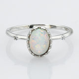 925 Sterling Silver Oval White Opal CZ Ring Jewelry SS272-5