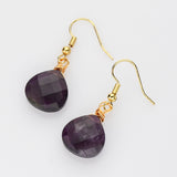 Teardrop Gold Multi Gemstone Earrings, Faceted Healing Crystal Stone Earring, Simple Fashion  Jewelry WX2236