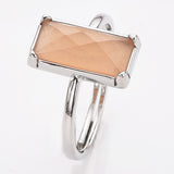 Silver Bezel Rectangle Multi Gemstone Faceted Statement Ring, Adjustable Crystals Rings ZS0532